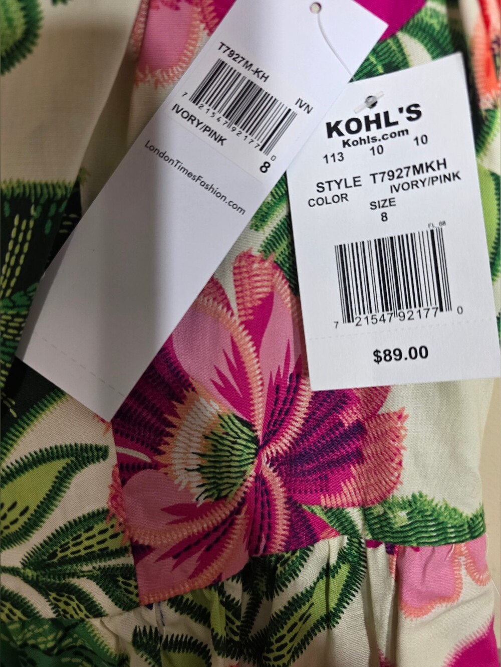 London Times NWT Tropical Floral Maxi Dress Size 8 - Picture 3 of 5